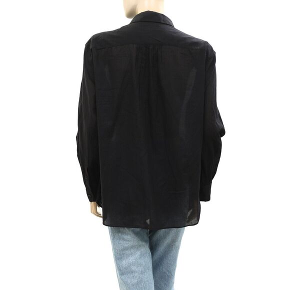 Nili Lotan Daniel Voile Tuxedo Pintucked Buttondown Tunic Shirt Top M NEW 281709 - Picture 8 of 8